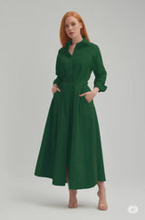 Gaun Longgar Wanita Pinggang Tinggi Elastis Menunjukkan Temperamen Tipis