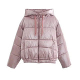 Women's Insulated Hooded Puffer Jacket-Pink-1