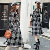 Plaid Midi Dress with Belt and Pockets-Lattice-1