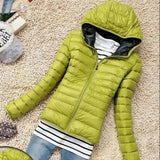 Hooded Lightweight Puffer Jacket for Women-Green-1