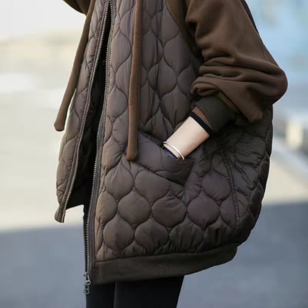 Cozy Hooded Stitching Puffer Coat