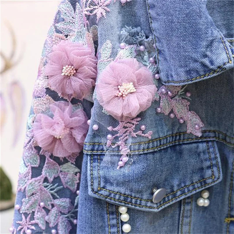 Floral Embroidered Denim Jacket for Women – A Touch of Elegance-4