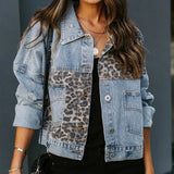 Leopard-Print Stitch Denim Jacket – Bold and Unique Streetwear-1