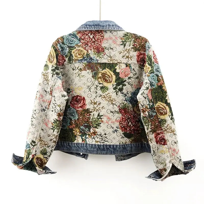 Floral Patchwork Denim Jacket – Artistic and Unique Style-2