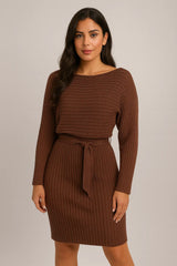 2 pcs Setelan Wanita Garis Padat Lengan Panjang Atasan dan Rok Suspender Ketat Mode Musim Gugur Musim Dingin Pakaian Ramping