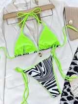 Zebra Print Halter Neck Bikini Set-3