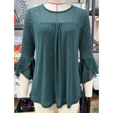 Ruffle Sparkle 3/4 Sleeve Top