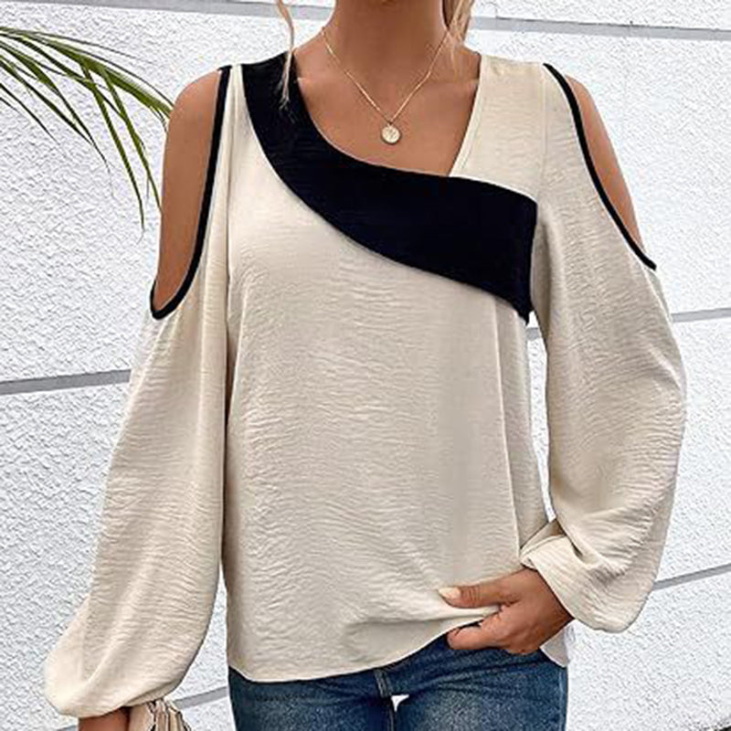 Cold Shoulder Colorblock Tee