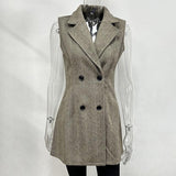 Women's Sleeveless Blazer Vest, Trendy Fall Winter Business Casual Cardigan