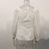 Square Neck Eyelet Lace Blouse