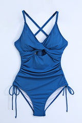 Cutout V-Neck Spaghetti Strap One-Piece Swimwear-4