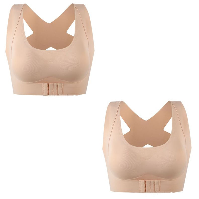 Women's Push-Up Bra with Posture Corrector | Front Closure Cross-Back Bralette