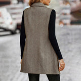 Women's Sleeveless Blazer Vest, Trendy Fall Winter Business Casual Cardigan
