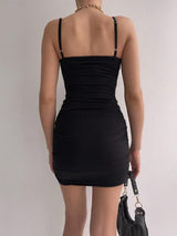 Twisted Ruched Spaghetti Strap Dress-2