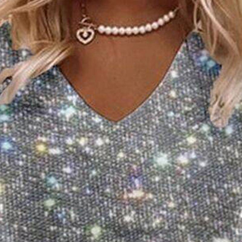 Sequin Detail Bell Sleeve Dress