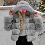 Chic Minimalist Patchwork Fur Jacket