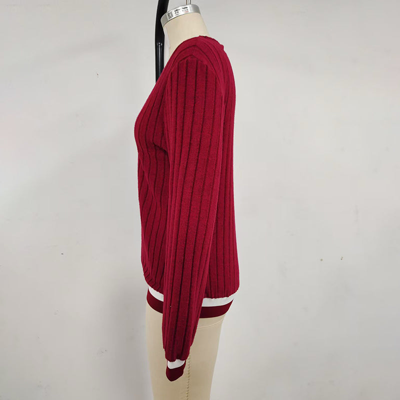 Color Block V-Neck Blouse