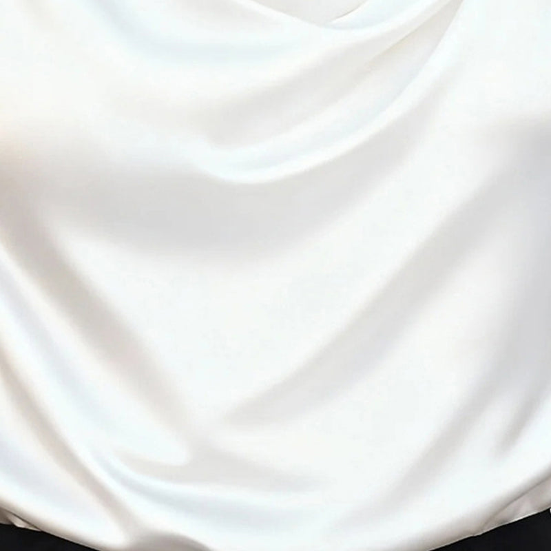 Women's Solid Color Cowl Neck Ruched Blouse, Elegant Short Sleeve Shiny Office Shirt, Wrinkle-Resistant For Wedding & Formal Occasions