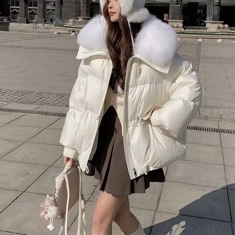 Chic Short Fur Collar Puffer