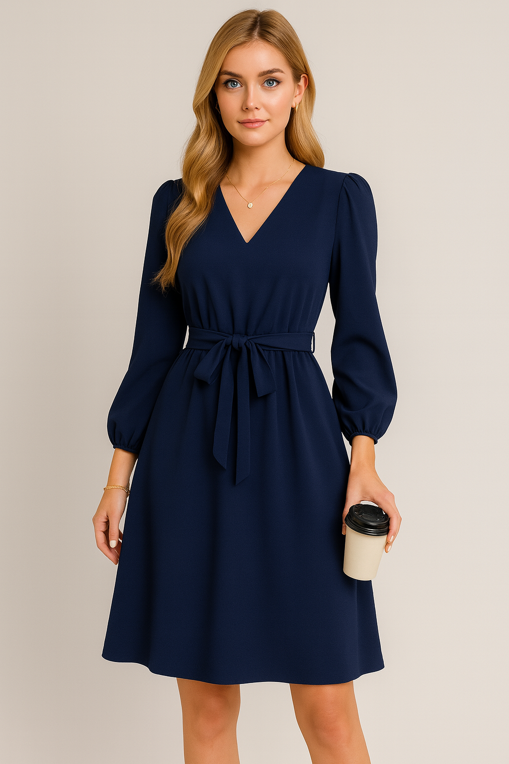 Musim Gugur Dan Musim Dingin Pakaian Wanita Eropa Dan Amerika Lengan Panjang Gaun Renda Leher V Kecil