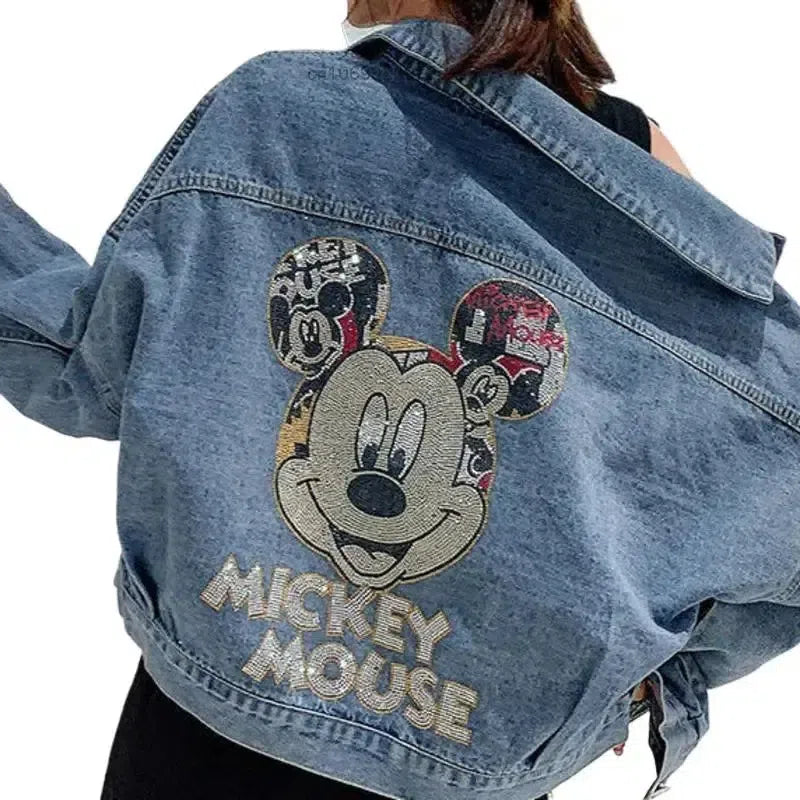 Mickey Mouse Oversized Denim Jacket – Playful and Stylish-1