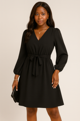 Musim Gugur Dan Musim Dingin Pakaian Wanita Eropa Dan Amerika Lengan Panjang Gaun Renda Leher V Kecil