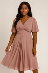 Fashion Warna Solid Dan Pemangkasan Pinggang Leher V-neck Santai Besar