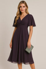 Fashion Warna Solid Dan Pemangkasan Pinggang Leher V-neck Santai Besar