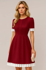 Vintage Lace-Trim A-Line Dress