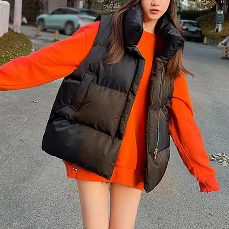 Autumn Winter Y2K Vest Women Thick Warm Down Vest Harajuku-1