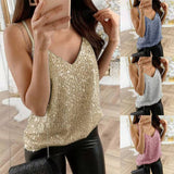 Plus Size Sequin V-Neck Tank