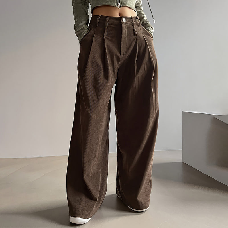 High-Waisted Pleated Wide-Leg Pants
