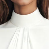 Satin High Neck Ruffle Blouse