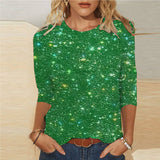 Plus Size Sequin Half Sleeve Tee