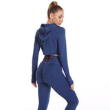 3pcs Sports Suits Long Sleeve Hooded Top Hollow Design Camisole And Butt Lifting High Waist Seamless Fitness Leggings Sports Gym Outfits Clothing-5