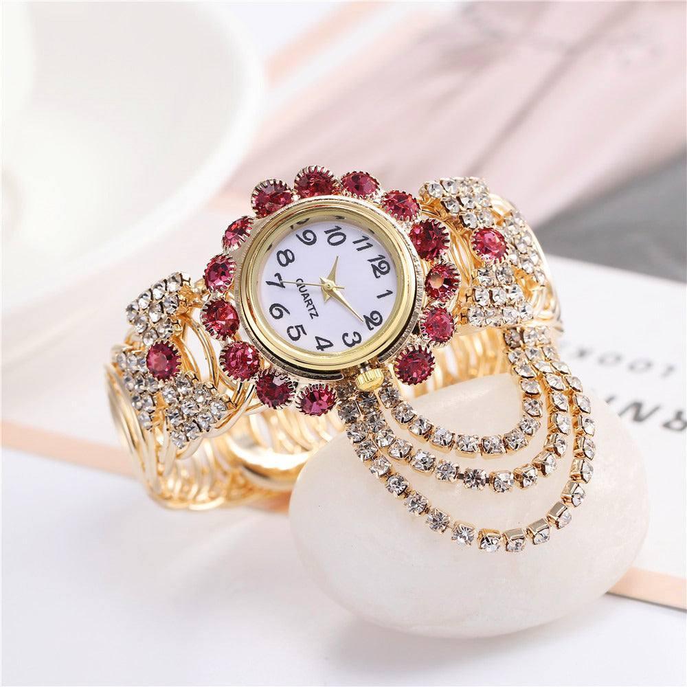 All-match Ladies Diamond Claw Chain Quartz Watch-3