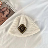 Autumn And Winter Retro Knitted Pot Hat Women-White-5