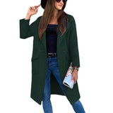 Autumn And Winter Solid Color Long-sleeved Suit Collar-Dark green-2