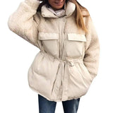 Belt stitching thick warm jacket fashion all-match casual-7