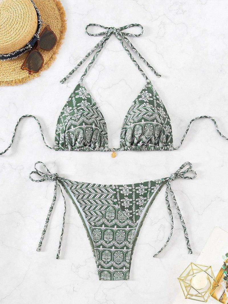 Blue Boho Chic Bikini: Trendy Beachwear Essentials-Green-8