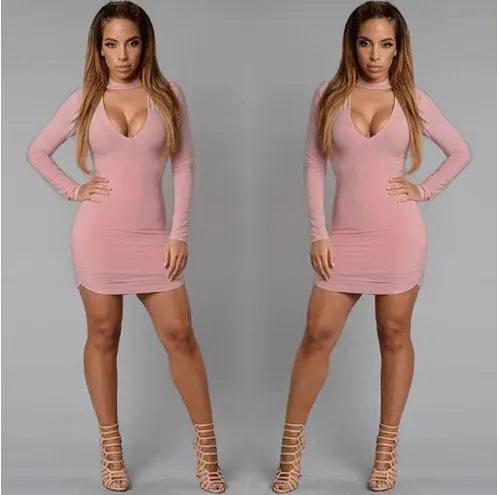 bursting, V collar, cocktail dresses and dress dresses-Pink-7