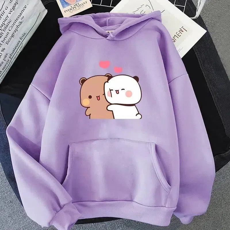 Cartoon Panda Bubu And Dudu Women Plus Size Hoodie-light-purple-7