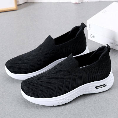 Casual Shoes Sock Slip On Flat Shoes For Women Sneakers Casual Soft Sole Walking Sports Shoe-Black-11