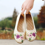 Vintage Flats Flower Slip On Cotton-4