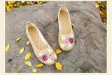 Vintage Flats Flower Slip On Cotton-Beige-8