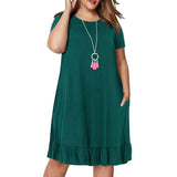 Spring Big size 9XL dress for Fat MM Woman dress Loose solid ruffles plus size women clothing 9xl dress vestidos-green-7