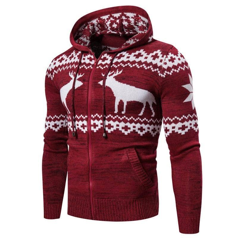 Christmas elk hooded sweater-Red-6