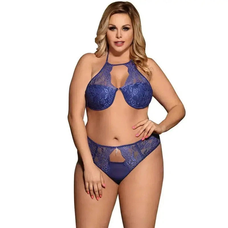 Comeondear Lingerie Lace Bra Set Bra Party-Blue-1