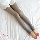 Cozy Warmth Translucent Fleece-Lined Tights-2pcs Grey skin foot-24