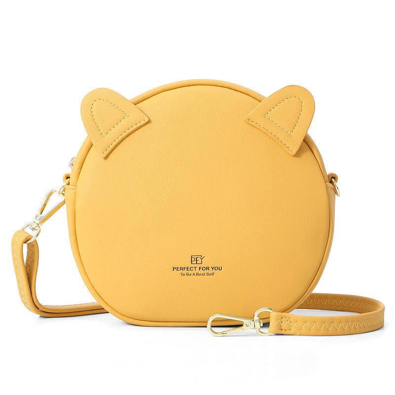 Creative round bag kitten messenger bag-Yellow-10